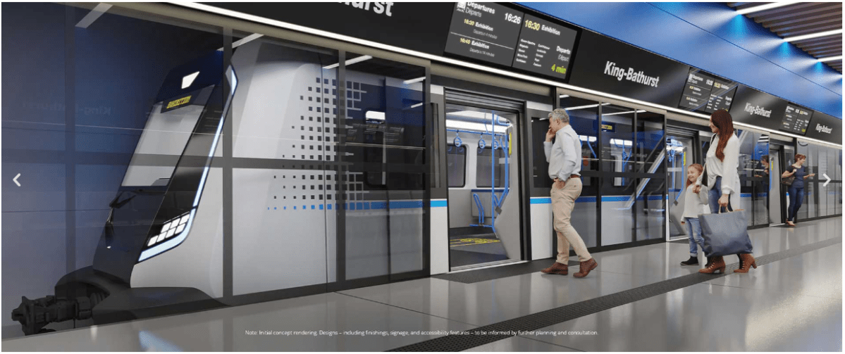 Renderings of new the Ontario Line included images of subway screens at station.