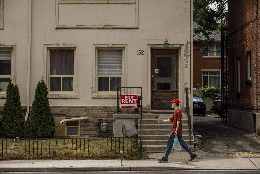 Ontario's ombudsman says a backlog of cases at the Landlord and Tenant Board has grown to 38,000 and it is taking an average of seven or eight months - sometimes up to two years - for a hearing to be scheduled. A for rent sign outside a home in Toronto on Tuesday July 12, 2022. THE CANADIAN PRESS/Cole Burston.