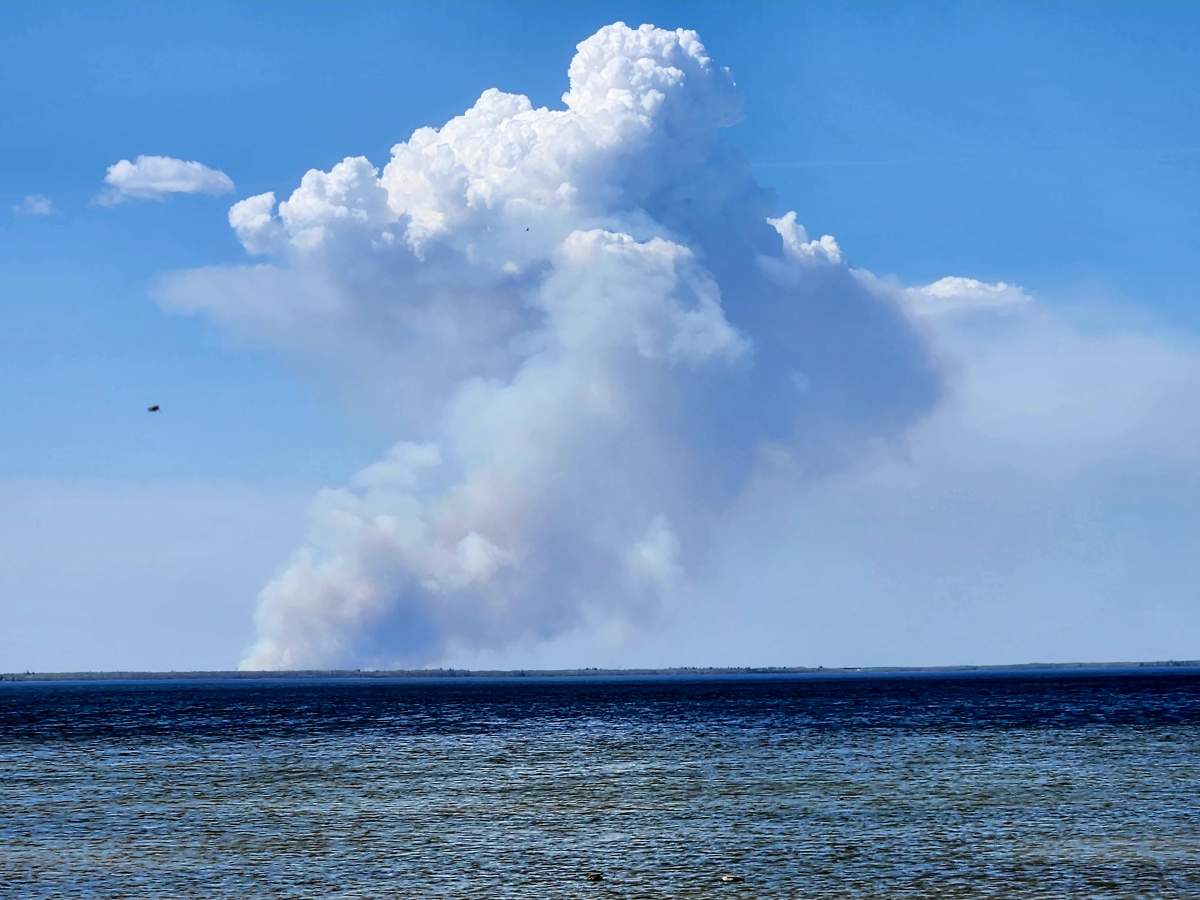 A wildfire in Lac Ste. Anne County, Alta. on Thursday, May 4, 2023.