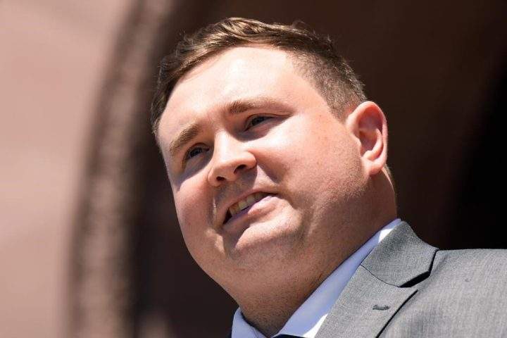 Minister of Citizenship and Multiculturalism, Michael Ford is sworn in at the swearing-in ceremony at Queen’s Park in Toronto on June 24, 2022. 