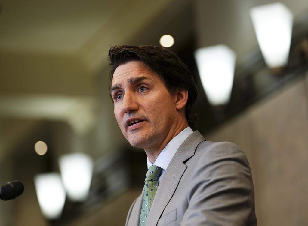 Prime Minister Justin Trudeau holds a press conference on Parliament Hill in Ottawa on Tuesday, May 23, 2023. 