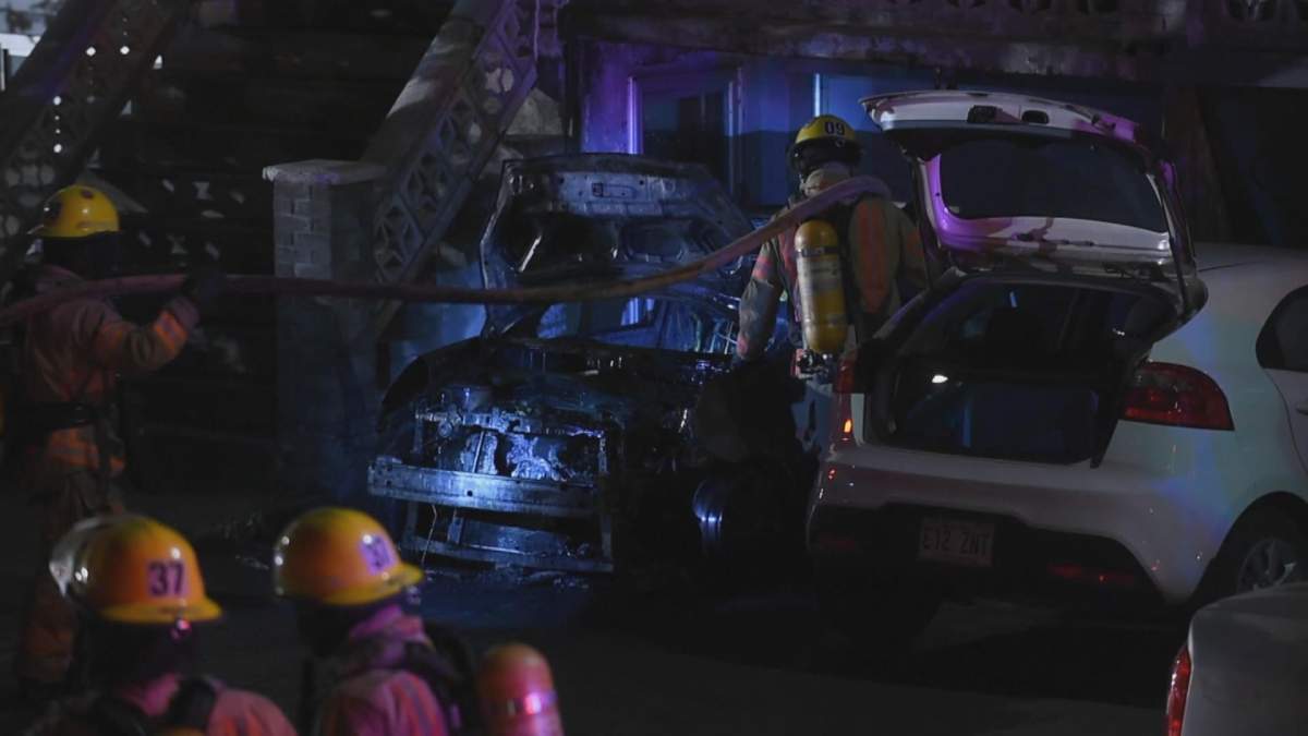 Police are investigating suspicious fire in northeast Montreal early Wednesday.