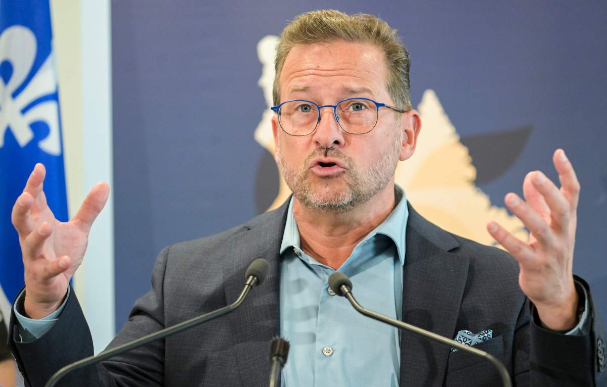 Bloc Québécois leader Yves-François Blanchet speaks to reporters during the party’s national congress in Drummondville, Que., Sunday, May 21, 2023.