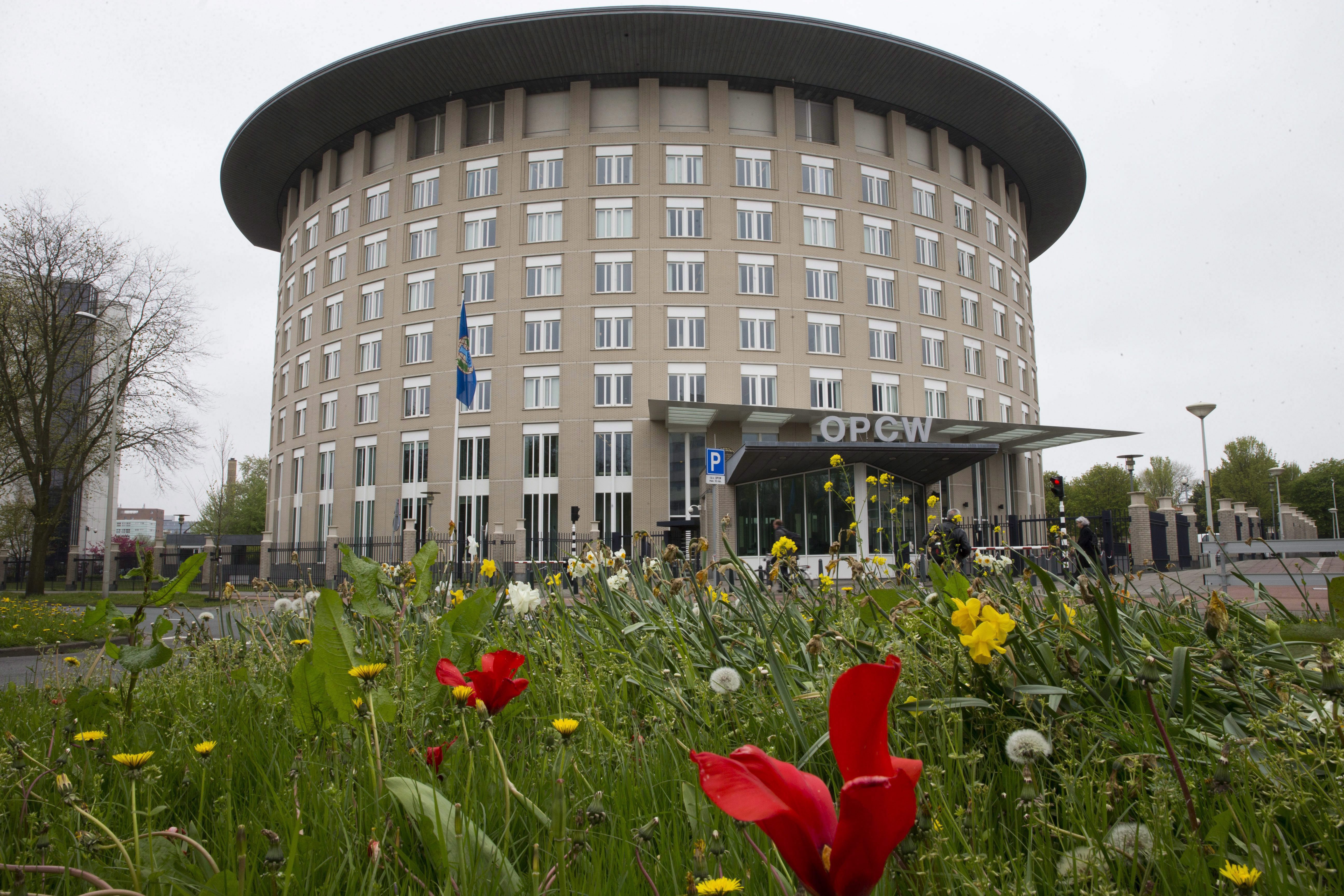 Headquarters of the Organization for the Prohibition of Chemical Weapons, OPCW, The Hague, Netherlands. (AP Photo/Peter Dejong)