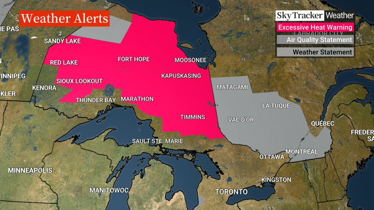 Heat warnings in place across Ontario. Special weather statement for Quebec.
