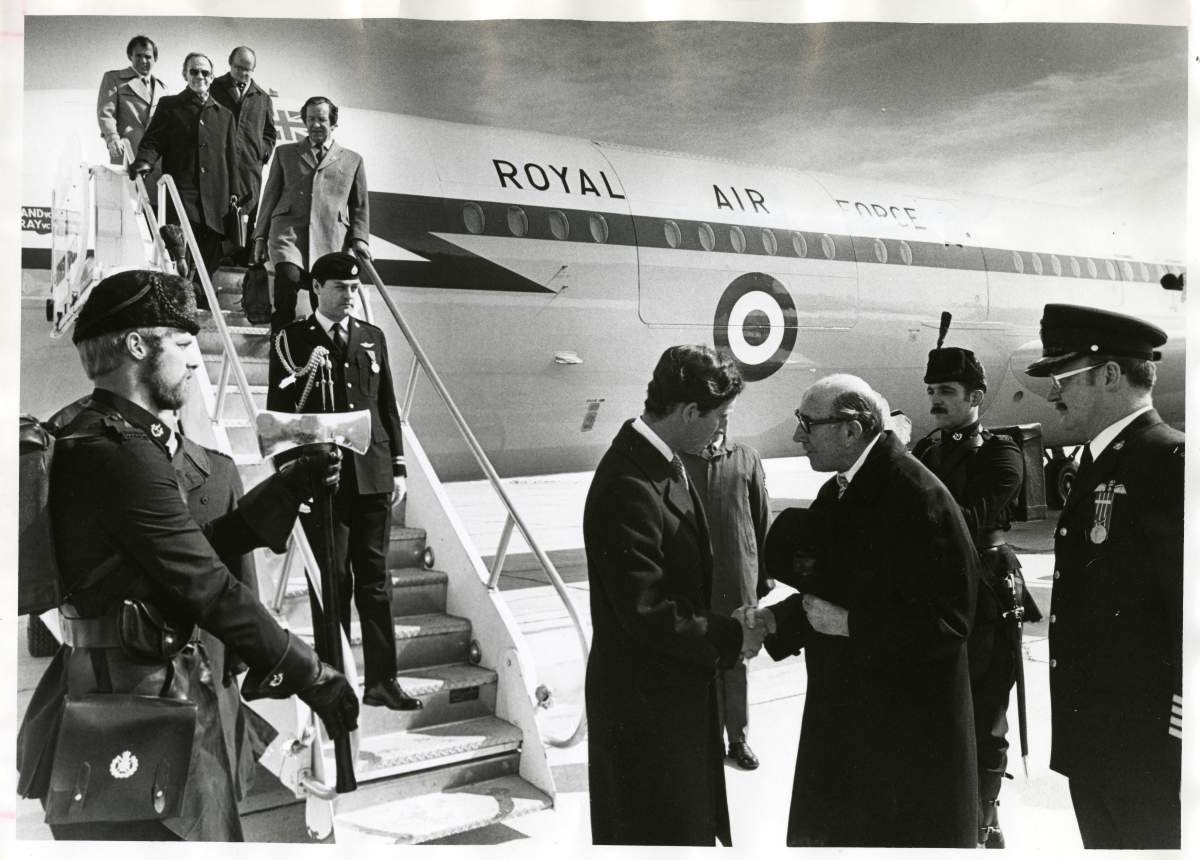 Prince Charles arriving in Winnipeg. Courtesy / University of Manitoba Archives & Special Collections