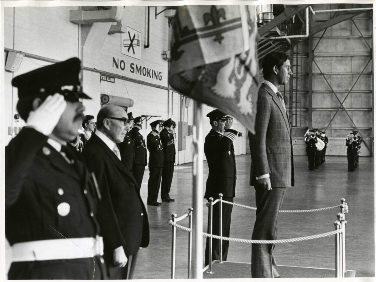 Prince Charles at the Royal Canadian Air Force base. Courtesy / University of Manitoba Archives & Special Collections