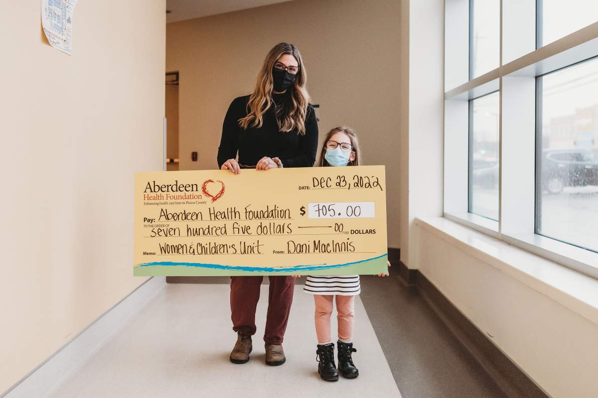 Six-year-old Dani MacInnis celebrates her birthday each year by donating to the Aberdeen Hospital in New Glasgow.