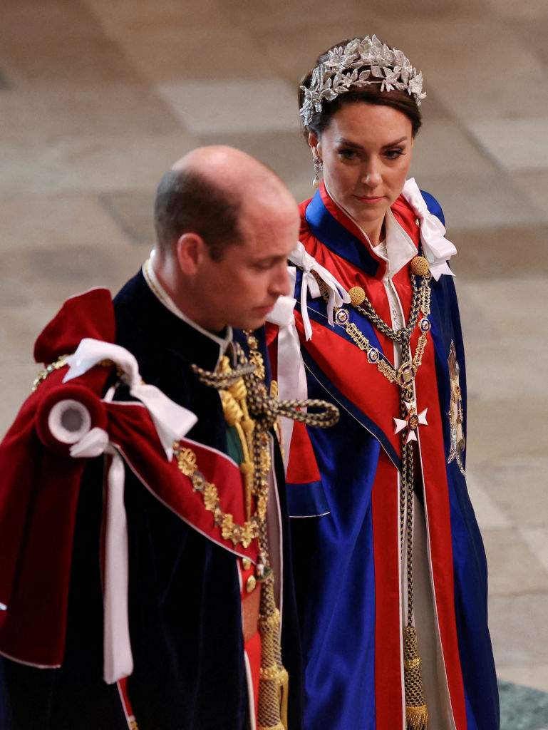 Britain's Prince William and Catherine, Princess of Wales arrive at Westminster Abbey in central London on May 6, 2023, ahead of the coronations of Britain's King Charles III and Britain's Camilla, Queen Consort.