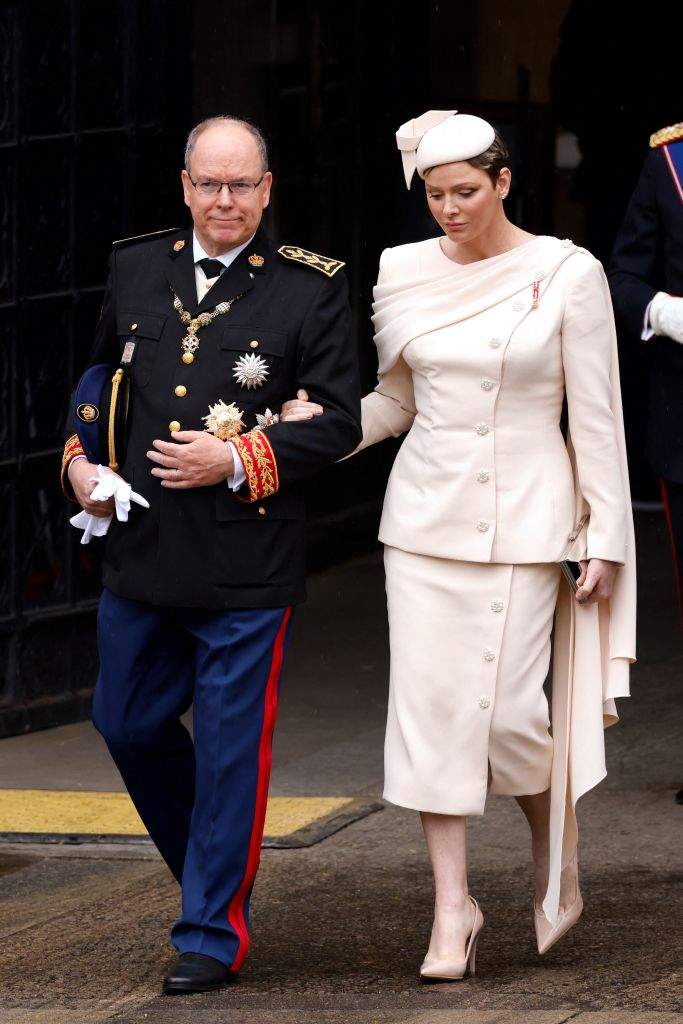 Prince Albert II and Princess Charlene of Monaco arrive at Westminster Abbey in central London on May 6, 2023, ahead of the coronations of Britain's King Charles III and Britain's Camilla, Queen Consort.
