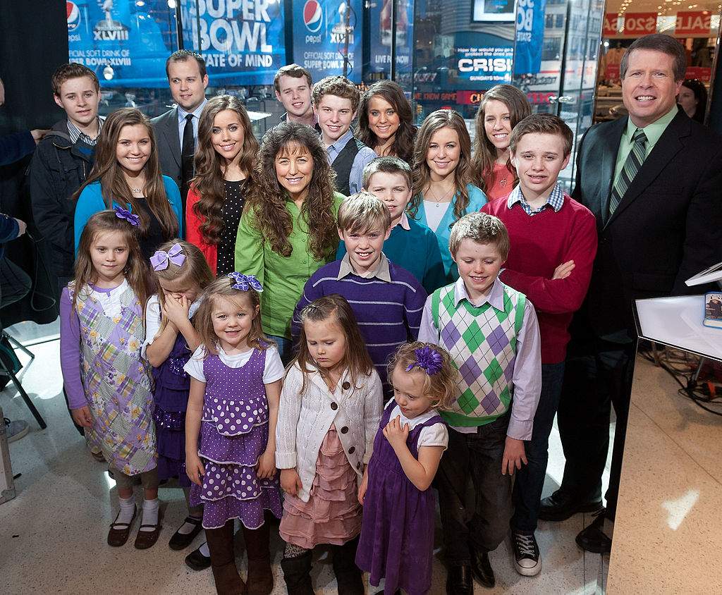 The Duggar family visits "Extra" at their New York studios at H&M in Times Square on March 11, 2014 in New York City.
