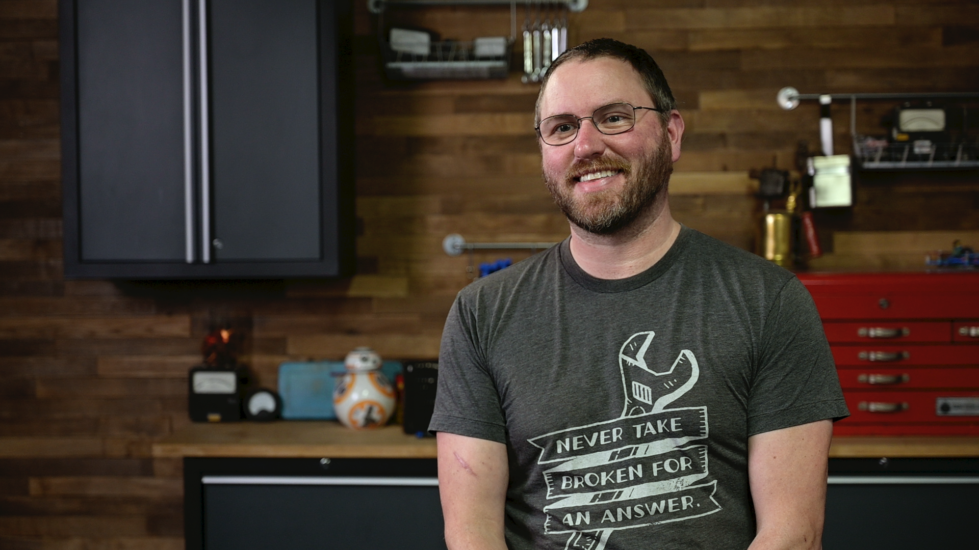 Kyle Wiens at iFixit’s workshop in San Luis Obispo, California.
