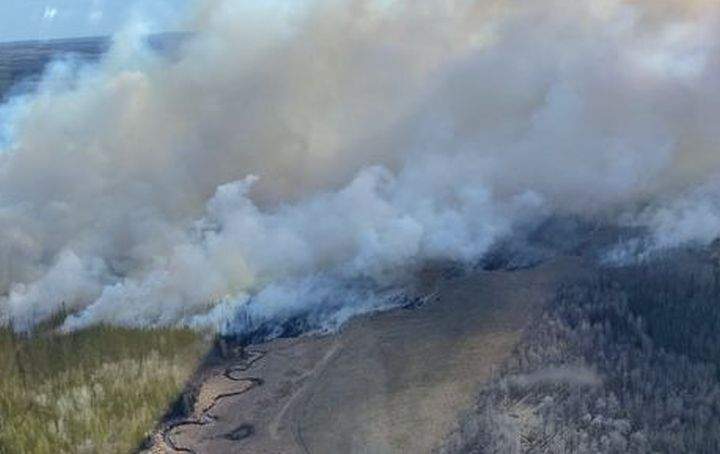 A photo of a wildfire burning in Parkland County in central Alberta on May 3, 2023.
