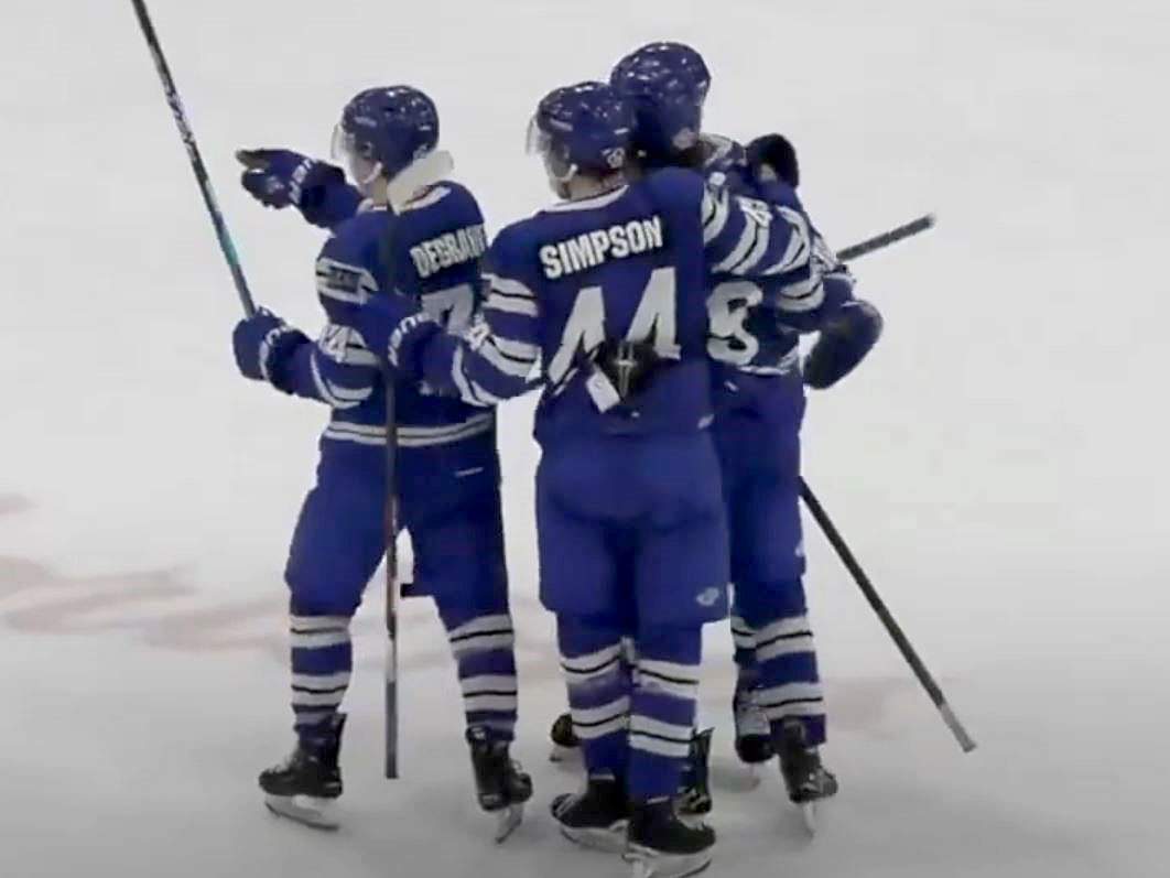 The Penticton Vees celebrate a goal during in Game 3 of the BCHL championship series on Tuesday night in Port Alberni. The Vees won 6-3.