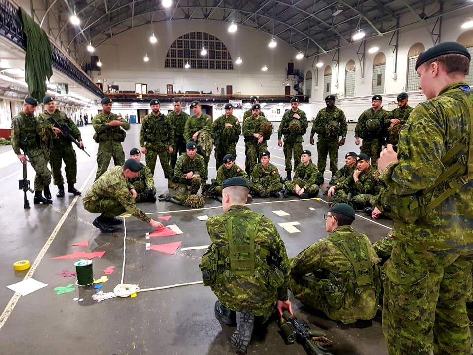 Royal Hamilton Light Infantry trains at John Weir Foote Armory, Hamilton, March 2019.