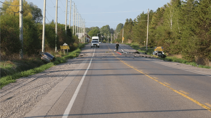 The scene of the crash on Island Road in Scugog, Ont.