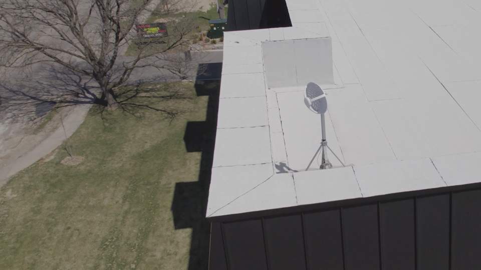 Satellite on top of Ressam Gardens, which will provide free wifi to the park across the street where residents will be allowed to roam and play