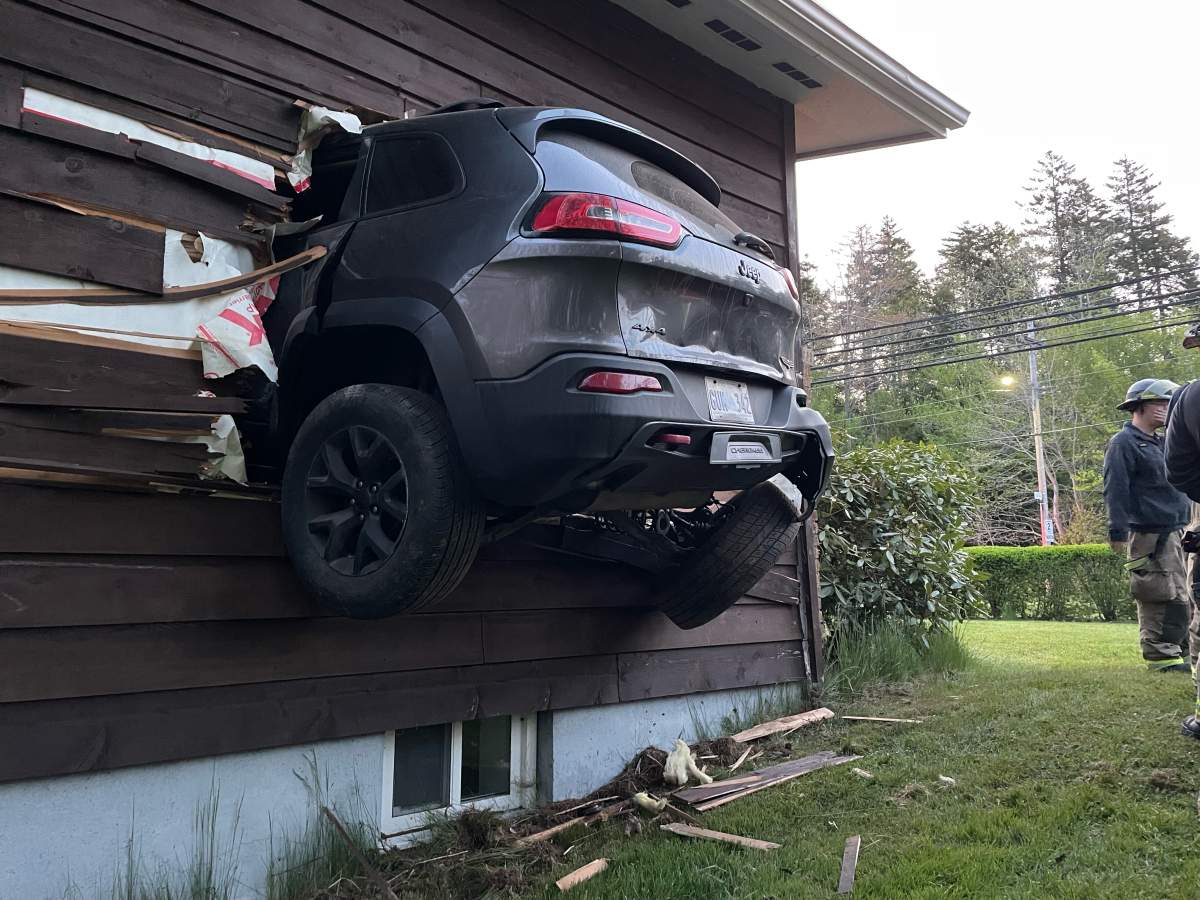 RCMP responded to a call of a vehicle colliding into the side of a home in Fall River, N.S., at about 3:30 a.m. on Sunday morning.