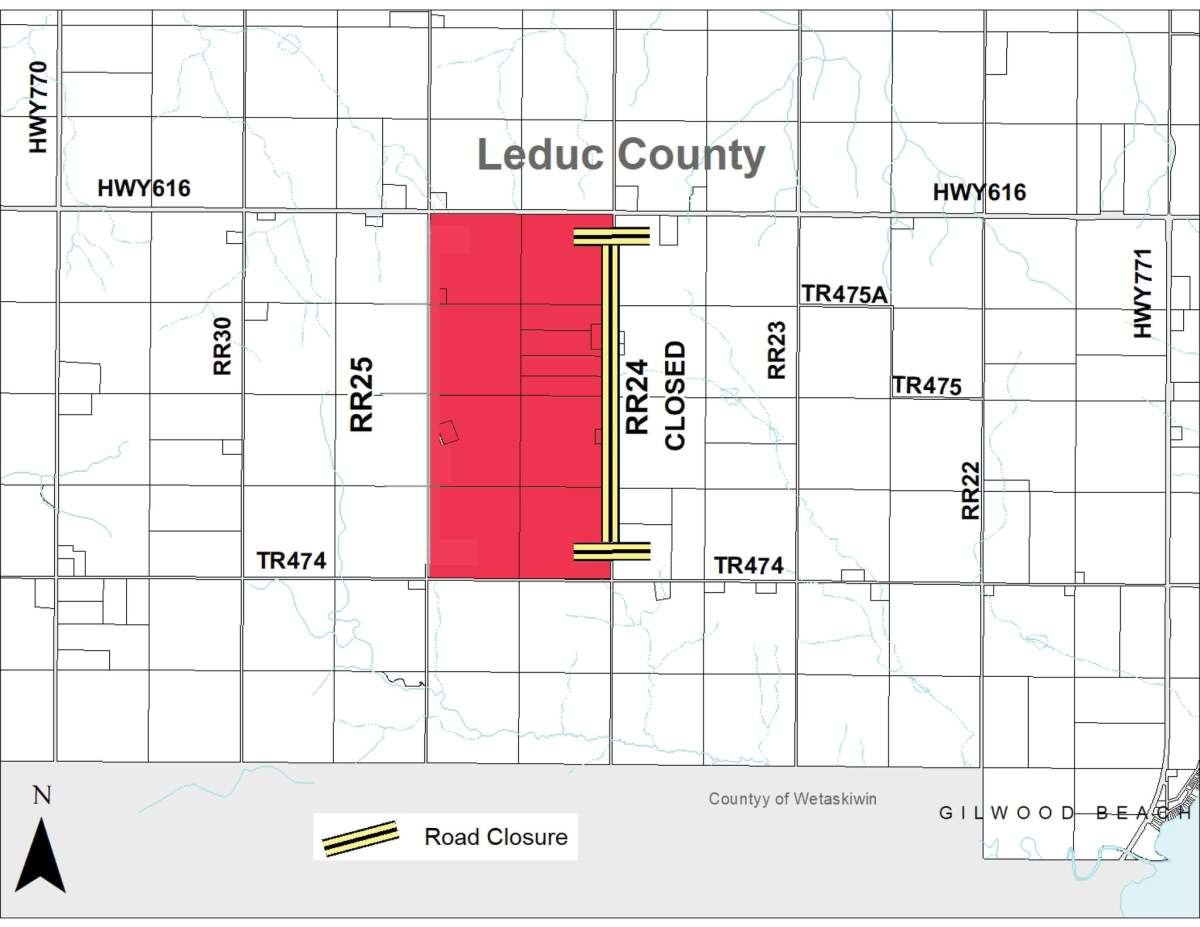 Leduc County wildfire map May 3, 2023.