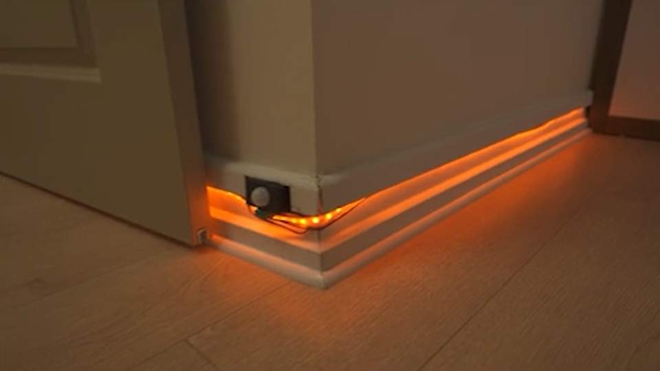 Baseboard motion sensor lighting
