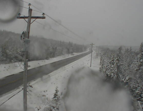 The South Mountain highway camera shows wet snow in the area Tuesday morning.