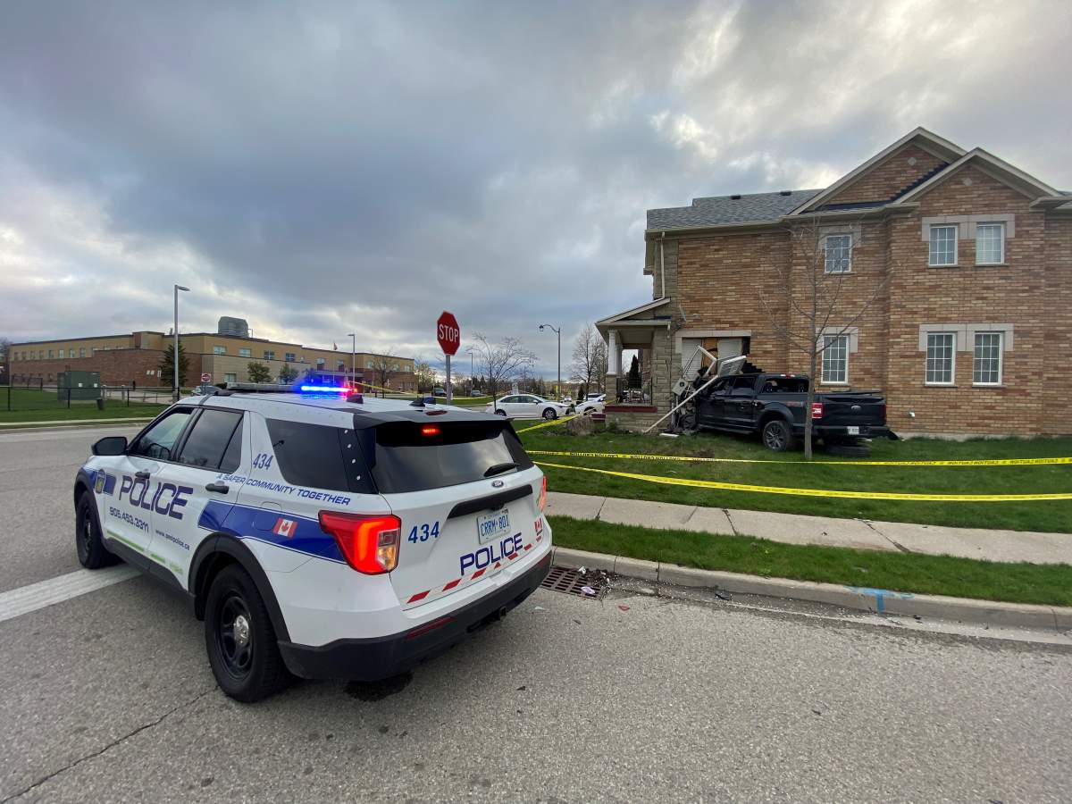 A pickup truck crashes into a house in Brampton where a girl was sleeping.