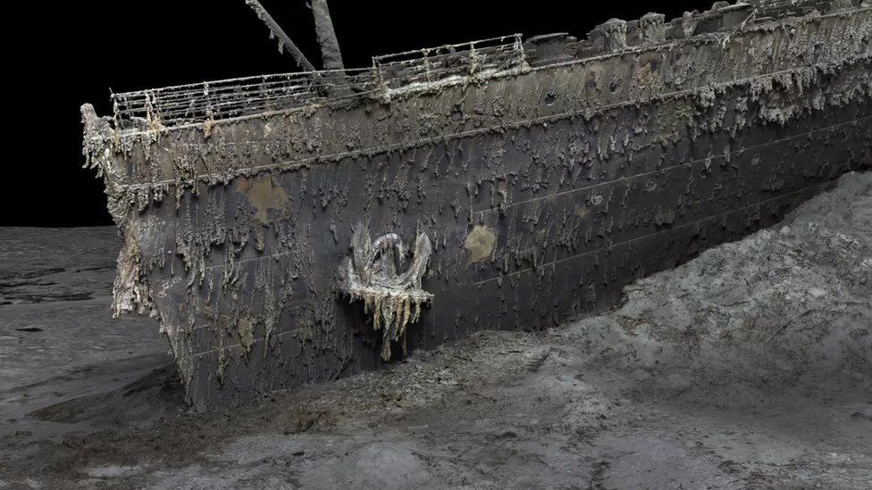 The bow of the Titanic is still recognizable even after more than 100 years underwater.