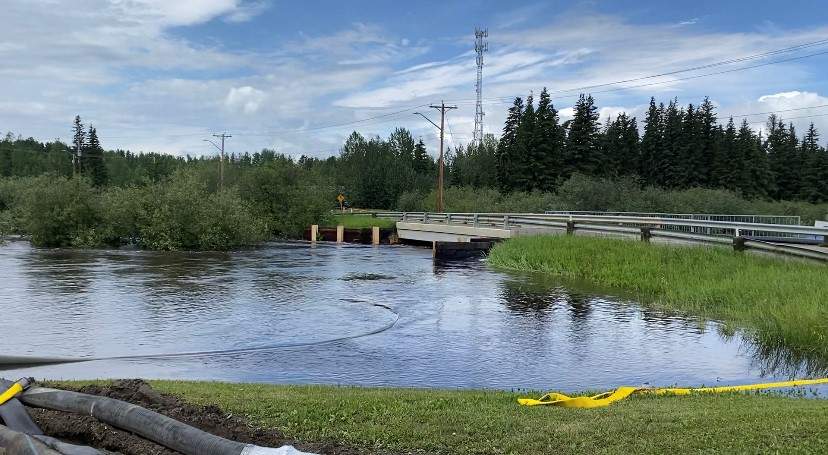Flooding in Peers, an Alberta hamlet in Yellowhead County on Tuesday, June 20, 2023.