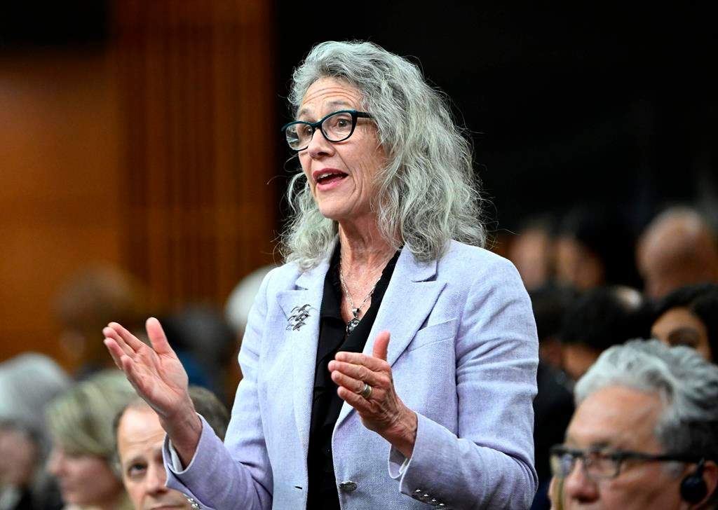 Minister of Fisheries, Oceans and the Canadian Coast Guard Joyce Murray rises during Question Period in the House of Commons on Parliament Hill in Ottawa on Monday, May 29, 2023. THE CANADIAN PRESS/Justin Tang.
