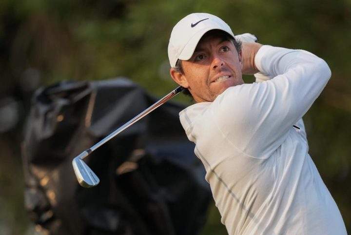Rory McIlroy hits his tee shot on the 11th hole during the Canadian Open Pro-Am in Toronto on June 7, 2023.