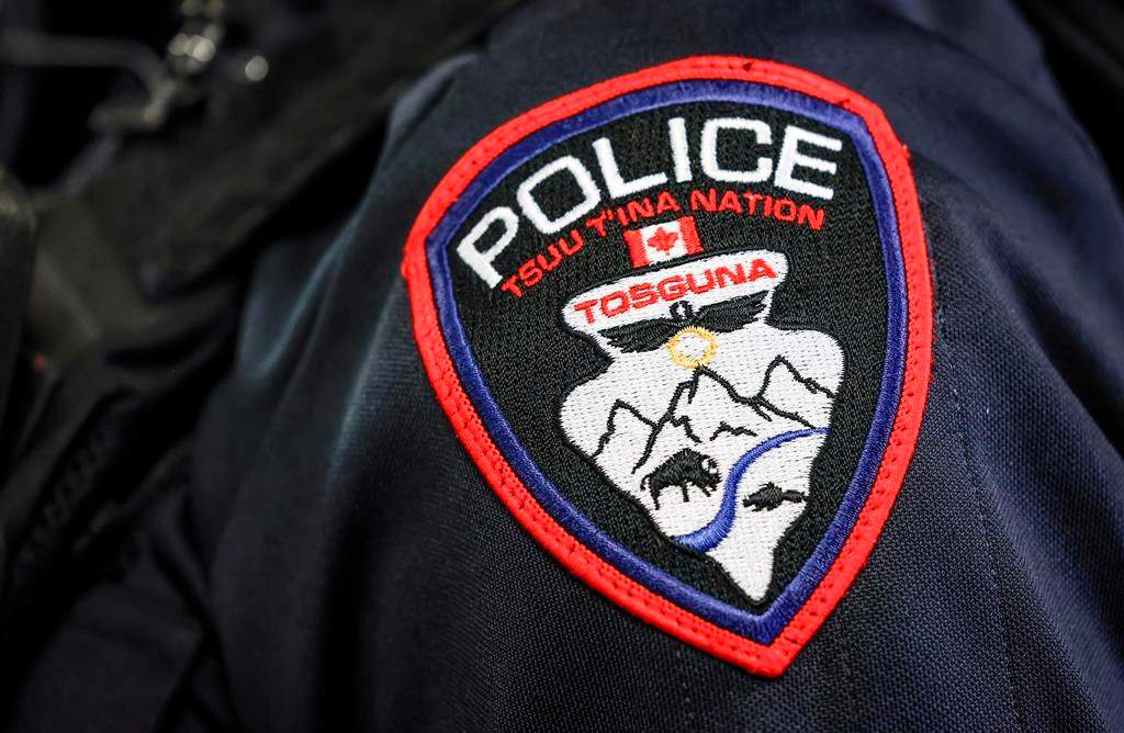 Tsuut’ina Nation Police Service crest is pictured on the Tsuut’ina Nation near Calgary, Wednesday, June 14, 2023.