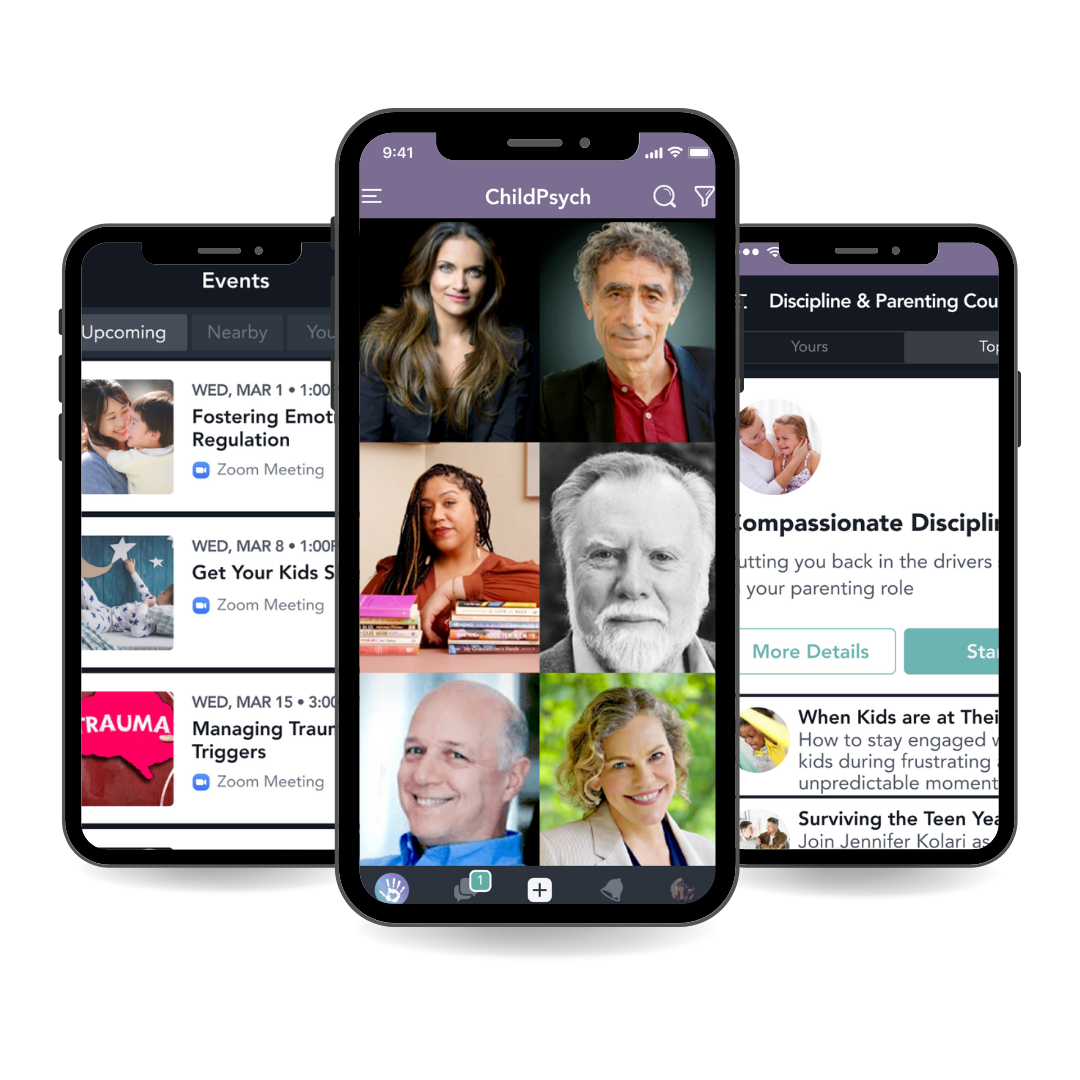An image showing different sections of the Child Psych app launched by the Institute of Child Psychology.