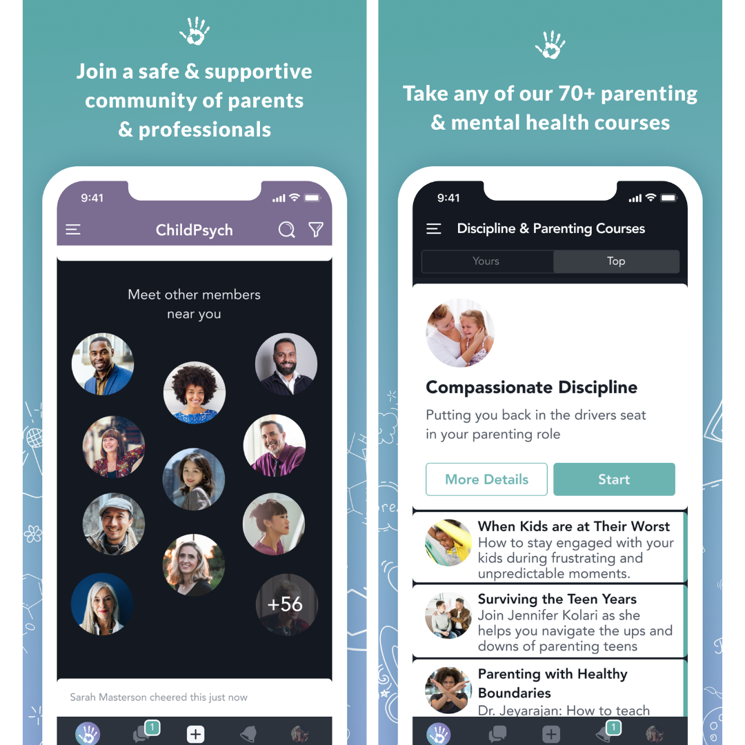An image showing different sections of the Child Psych app launched by the Institute of Child Psychology.