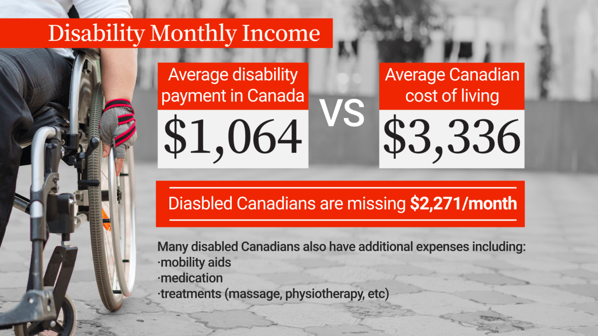 An infographic showing the stats on income of Canadians with disabilities.