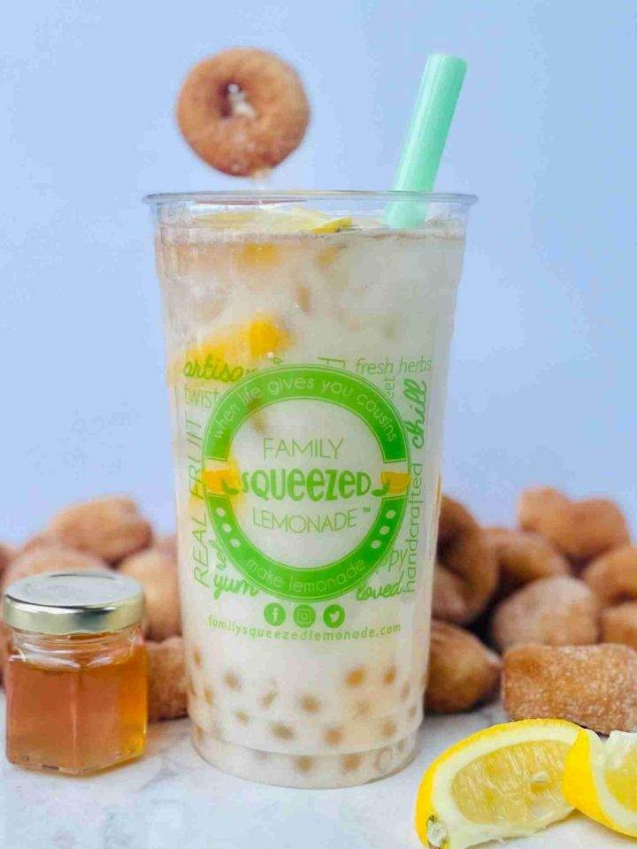 Mini-donut lemonade by Family Squeezed Lemonade at K-Days.
