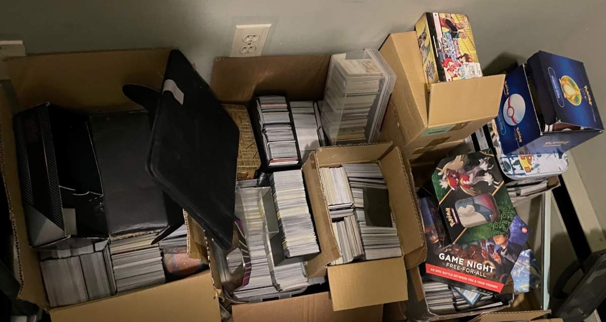 Collectible trading cards police say were seized during a drug investigation.