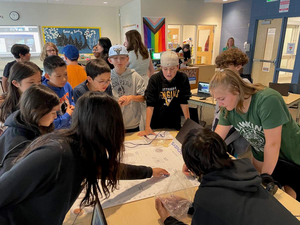 Grade 6 students at West Oaks French Immersion Public School were in control of a model lunar rover on June 8, 2023.