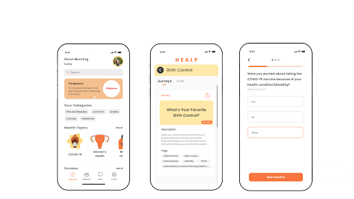 Usage of the Healp app.