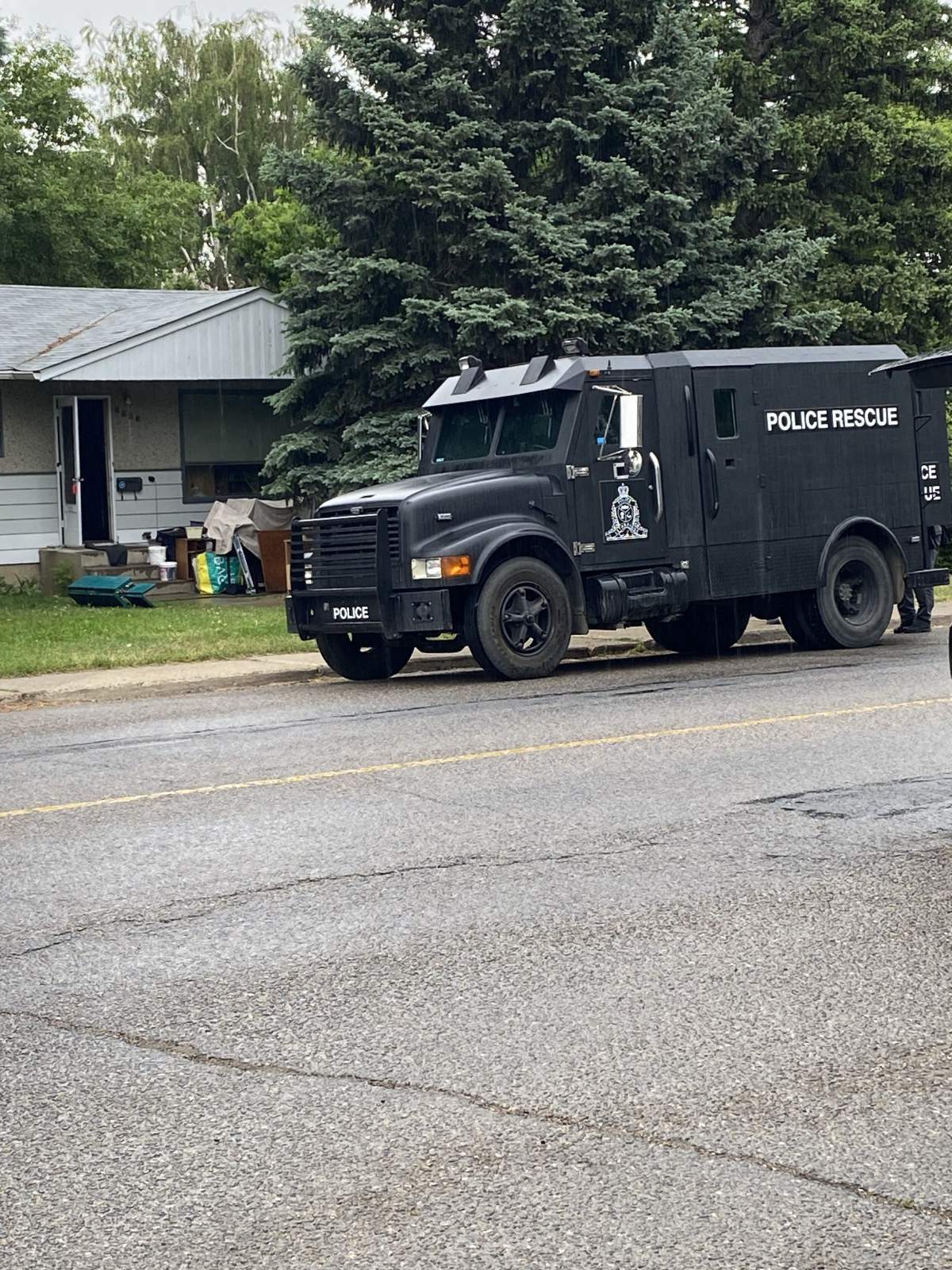 A photo of the high risk investigation taking place in the 1700 block and 16 ave. in Lethbridge on Friday June 9.