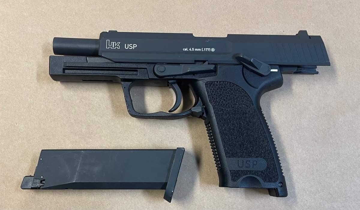 The replica BB gun seized by the Kelowna RCMP on Wednesday.