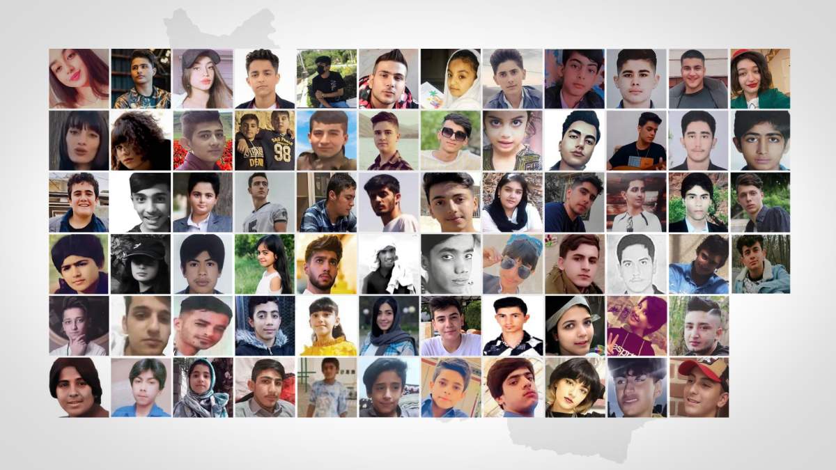 Children who activists say have died at the hands of the Iranian regime.