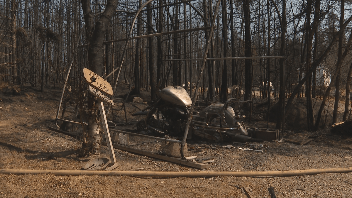 This motorcycle is a shell of ash, and the aluminum parts simply melted.
