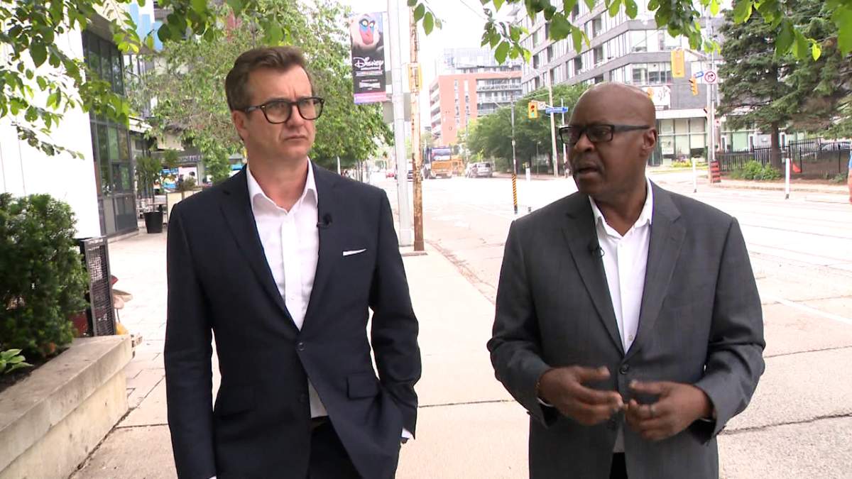 Toronto mayoral candidate Mark Saunders speaks with Global News anchor Alan Carter.