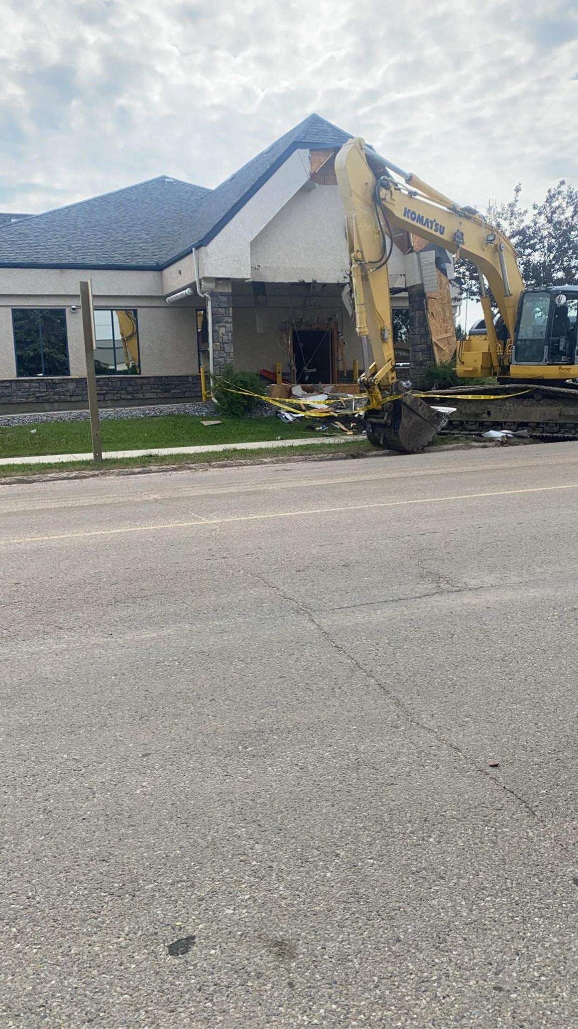 A backhoe stolen from a nearby construction site was used to take an ATM from the Rimbey Service Credit Union, on Monday, police say.