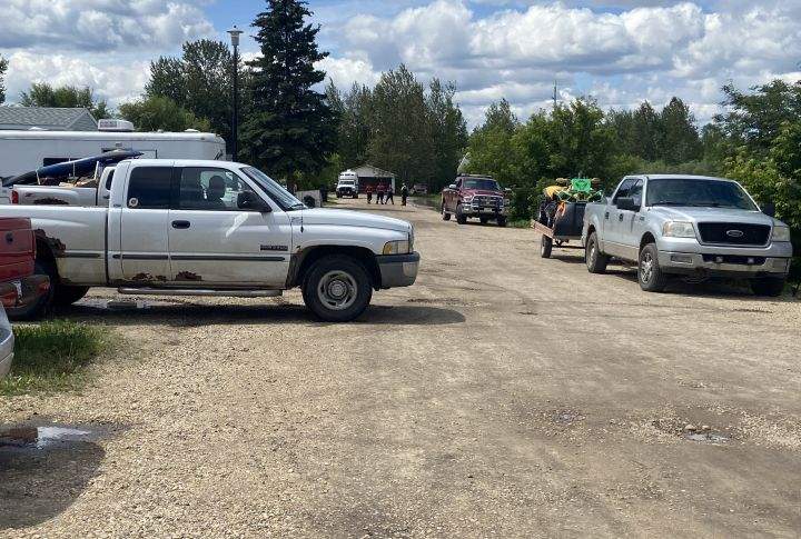 Flooding forced people to leave the Westview Village Mobile Home Park in central Alberta on June 20, 2023.