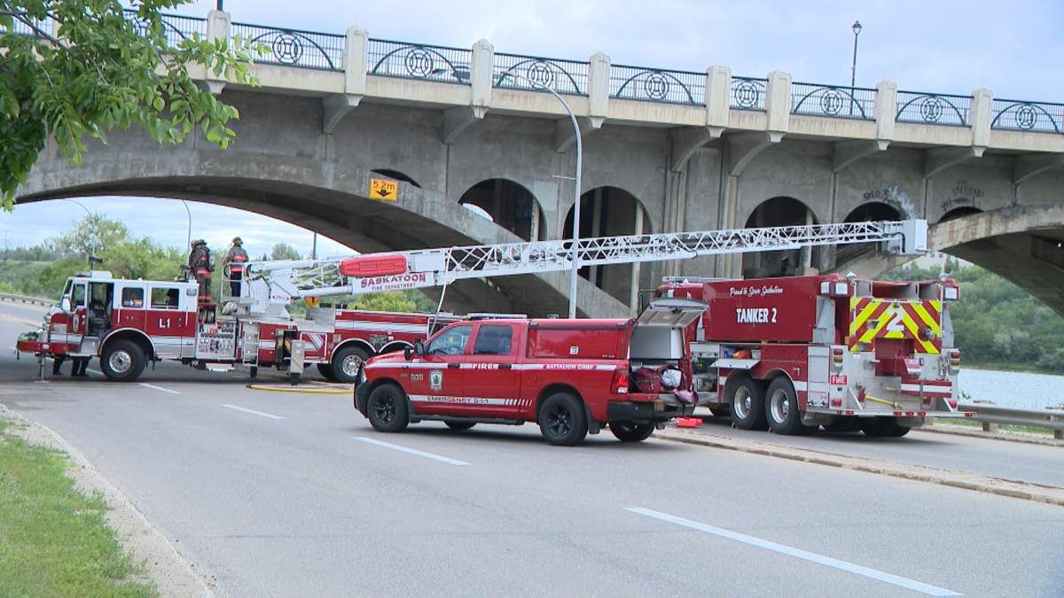 Fire crews responded to a fire early Wednesday under the University Bridge.