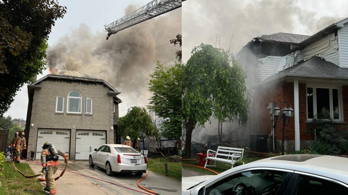 Firefighters battle a blaze at a pair of Pampano Court addresses on June 5, 2023.