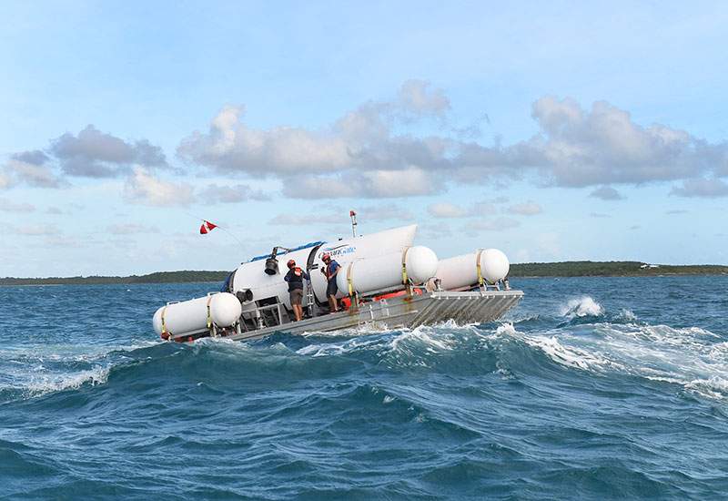 The Titan travels rough waters to get to a previous dive location.