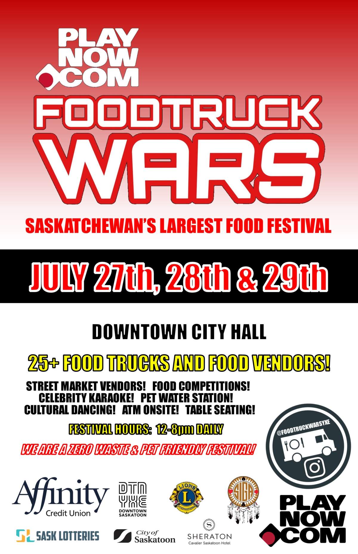 A poster for the upcoming PlayNow Foodtruck Wars Street Festival in Saskatoon.