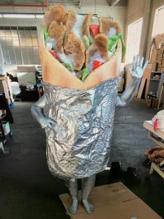 The Alberta government has shared the origin story of a donair costume that's sparked a fierce bidding war. Service Alberta says the one-of-a-kind costume was purchased in 2015 for a traffic safety video campaign about the perils of driving high on cannabis. The costume is shown in this undated handout photo from Service Alberta. THE CANADIAN PRESS/HO-Service Alberta *MANDATORY CREDIT*